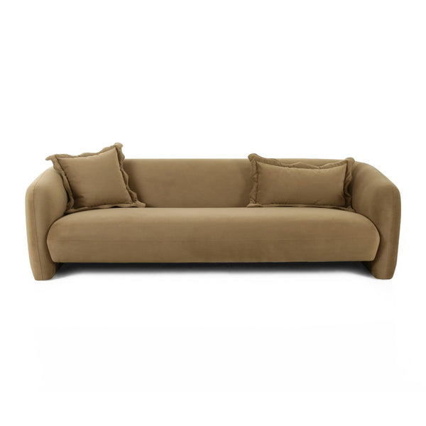 TOV Furniture Lou 91" Cafe Au Lait Performance Velvet Sofa - Plush Comfort, Stylish Design & Easy Care for Homes TOV-L69089
