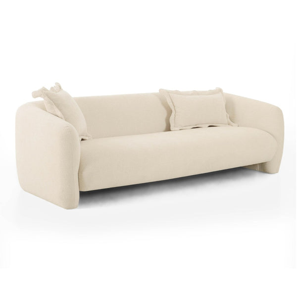 TOV Furniture Lou 91" Sandstone Textured Fabric Sofa – Soft, Stylish Comfort with Whimsical Throw Pillows TOV-L69090