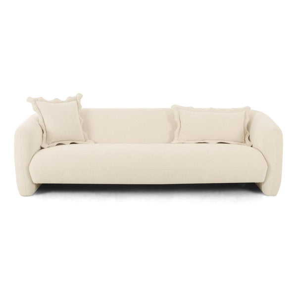 TOV Furniture Lou 91" Sandstone Textured Fabric Sofa – Soft, Stylish Comfort with Whimsical Throw Pillows TOV-L69090