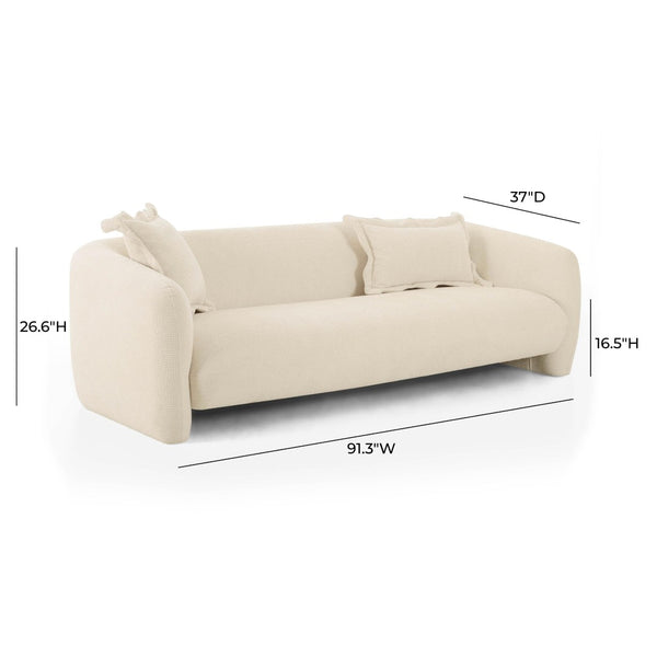 TOV Furniture Lou 91" Sandstone Textured Fabric Sofa – Soft, Stylish Comfort with Whimsical Throw Pillows TOV-L69090