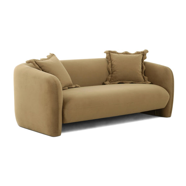 TOV Furniture Lou 71.5" Cafe Au Lait Velvet Loveseat – Soft, Stylish, and Cozy with Whimsical Throw Pillows TOV-L69091