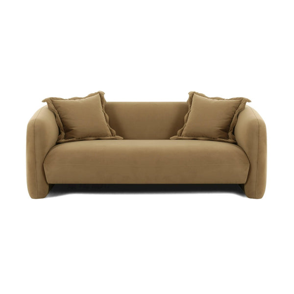 TOV Furniture Lou 71.5" Cafe Au Lait Velvet Loveseat – Soft, Stylish, and Cozy with Whimsical Throw Pillows TOV-L69091