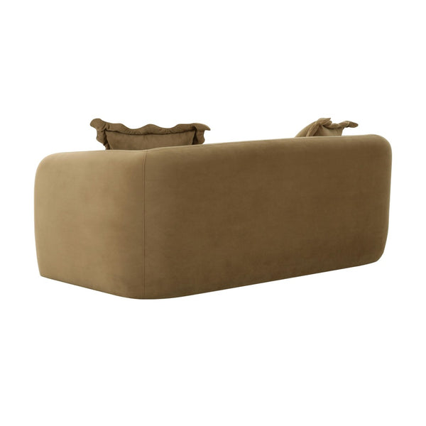 TOV Furniture Lou 71.5" Cafe Au Lait Velvet Loveseat – Soft, Stylish, and Cozy with Whimsical Throw Pillows TOV-L69091