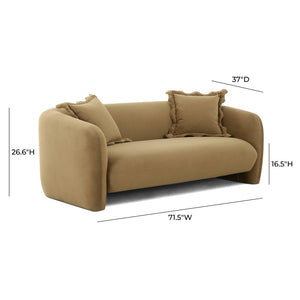 TOV Furniture Lou 71.5" Cafe Au Lait Velvet Loveseat – Soft, Stylish, and Cozy with Whimsical Throw Pillows TOV-L69091