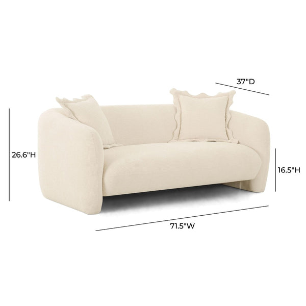 TOV Furniture Lou 71.5" Sandstone Textured Loveseat with Plush Seating & Decorative Pillows for Cozy Living Spaces TOV-L69092