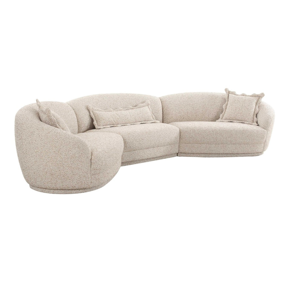 TOV Furniture Marion 3-Piece Two-Tone Textured Boucle Sectional Sofa - Modern Comfort with Decorative Pillows & Style TOV-L69093-SEC1