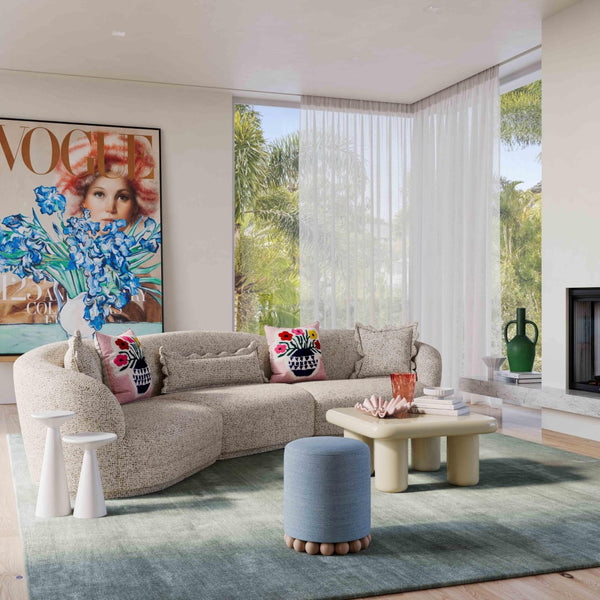 TOV Furniture Marion 3-Piece Two-Tone Textured Boucle Sectional Sofa - Modern Comfort with Decorative Pillows & Style TOV-L69093-SEC1