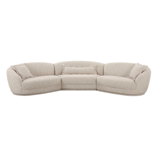 TOV Furniture Marion 3-Piece Two-Tone Textured Boucle Sectional Sofa - Modern Comfort with Decorative Pillows & Style TOV-L69093-SEC1