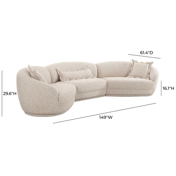 TOV Furniture Marion 3-Piece Two-Tone Textured Boucle Sectional Sofa - Modern Comfort with Decorative Pillows & Style TOV-L69093-SEC1