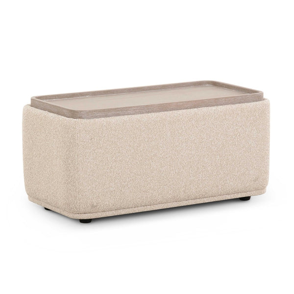 TOV Furniture Sylvie Cream Boucle Ottoman Table – Versatile Accent for Living Spaces, Contract-Grade Comfort & Style TOV-L69097