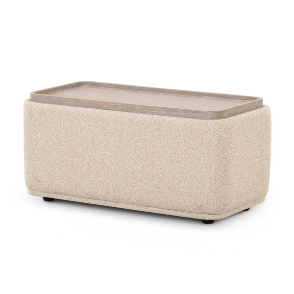 TOV Furniture Sylvie Cream Boucle Ottoman Table – Versatile Accent for Living Spaces, Contract-Grade Comfort & Style TOV-L69097