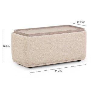 TOV Furniture Sylvie Cream Boucle Ottoman Table – Versatile Accent for Living Spaces, Contract-Grade Comfort & Style TOV-L69097