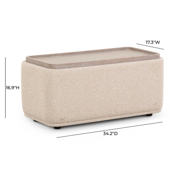 TOV Furniture Sylvie Cream Boucle Ottoman Table – Versatile Accent for Living Spaces, Contract-Grade Comfort & Style TOV-L69097