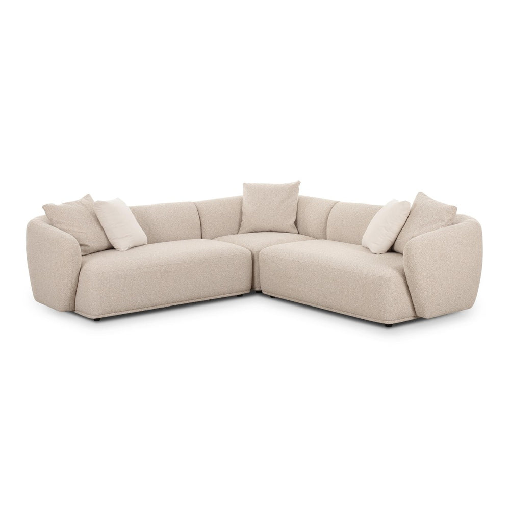TOV Furniture Sylvie Cream Boucle 3-Piece L-Shaped Sectional Sofa - Stylish, Durable, Modular Seating Solution TOV-L69098-SEC