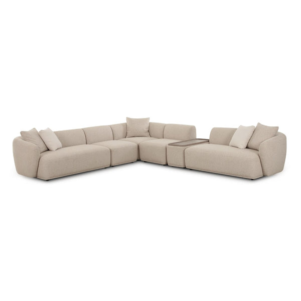TOV Furniture Sylvie 6-Piece Cream Boucle Large Sectional - Modular Comfort with Luxurious Design & Easy Care TOV-L69098-SEC1