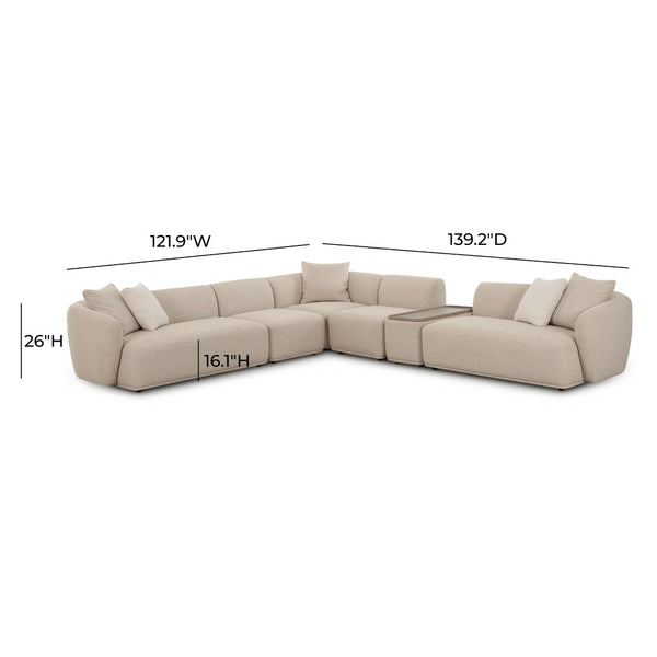 TOV Furniture Sylvie 6-Piece Cream Boucle Large Sectional - Modular Comfort with Luxurious Design & Easy Care TOV-L69098-SEC1