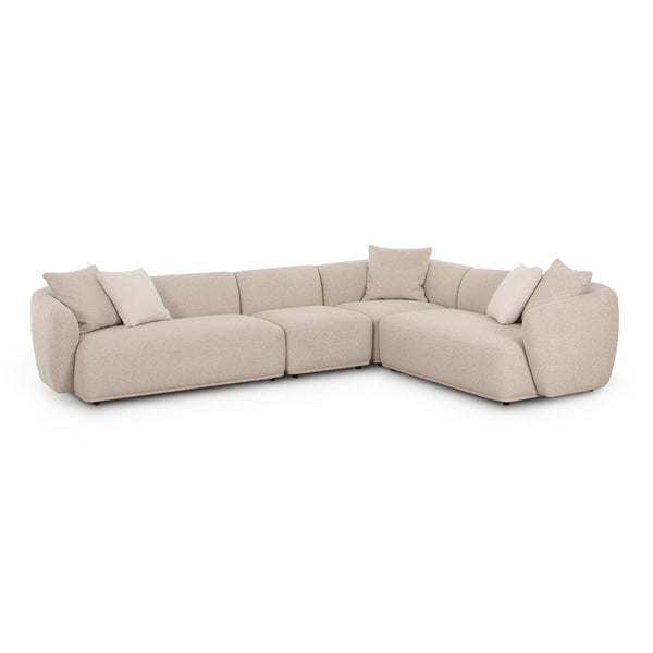TOV Furniture Sylvie Modular 4-Piece Cream Boucle Sectional - Stylish Comfort, Versatile Design & Easy Maintenance TOV-L69098-SEC2