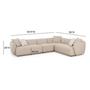 TOV Furniture Sylvie Modular 4-Piece Cream Boucle Sectional - Stylish Comfort, Versatile Design & Easy Maintenance TOV-L69098-SEC2