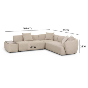 TOV Furniture Sylvie 4-Piece Cream Boucle Chaise Sectional - Handcrafted Modular Elegance for Modern Living Spaces LAF TOV-L69099-LAF