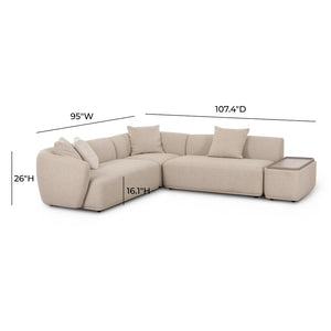 TOV Furniture Sylvie 4-Piece Cream Boucle Chaise Sectional - Handcrafted Modular Elegance for Modern Living Spaces RAF TOV-L69099-RAF