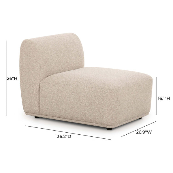 TOV Furniture Sylvie Cream Boucle Armless Chair – Modern Comfort, Handcrafted Quality, Easy-Care Luxury Seating TOV-L69100