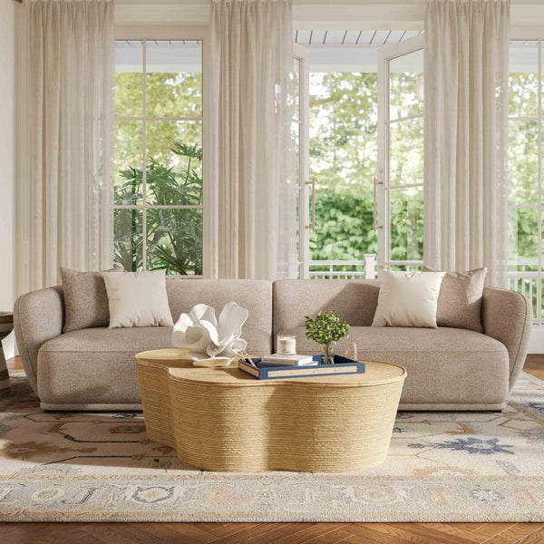 TOV Furniture Sylvie 118" Cream Boucle Sofa - Chic Modular Design with Soft Upholstery & Included Throw Pillows TOV-L69101
