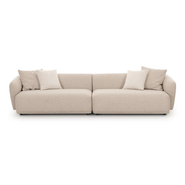 TOV Furniture Sylvie 118" Cream Boucle Sofa - Chic Modular Design with Soft Upholstery & Included Throw Pillows TOV-L69101