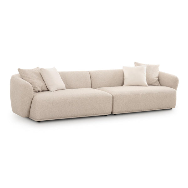 TOV Furniture Sylvie 118" Cream Boucle Sofa - Chic Modular Design with Soft Upholstery & Included Throw Pillows TOV-L69101
