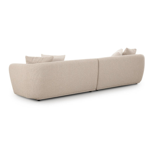 TOV Furniture Sylvie 118" Cream Boucle Sofa - Chic Modular Design with Soft Upholstery & Included Throw Pillows TOV-L69101