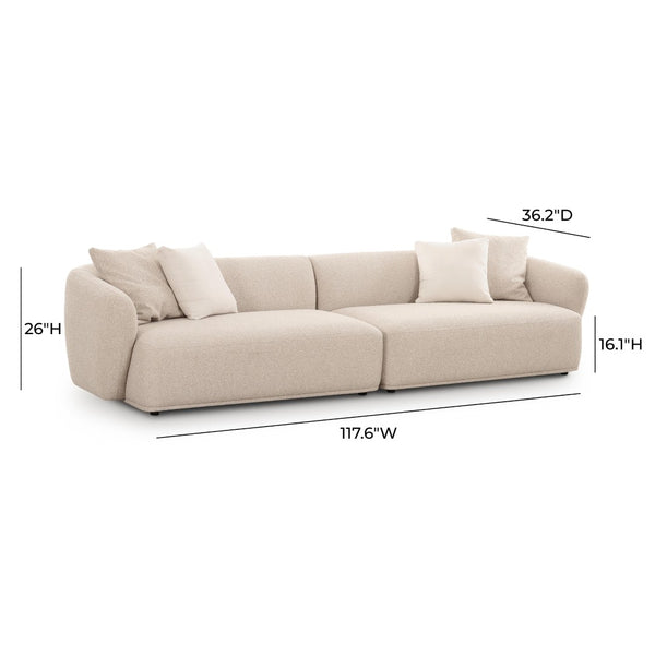 TOV Furniture Sylvie 118" Cream Boucle Sofa - Chic Modular Design with Soft Upholstery & Included Throw Pillows TOV-L69101