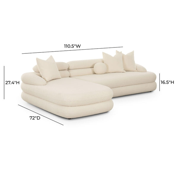 TOV Furniture Lulu Cream Boucle L-Shaped Sectional - Modern Handmade Comfort for Stylish Living Room Spaces LAF TOV-L69117-SEC-LAF