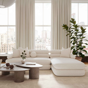 TOV Furniture Lulu Cream Boucle L-Shaped Sectional - Modern Handmade Comfort for Stylish Living Room Spaces RAF TOV-L69117-SEC-RAF
