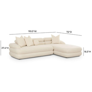 TOV Furniture Lulu Cream Boucle L-Shaped Sectional - Modern Handmade Comfort for Stylish Living Room Spaces RAF TOV-L69117-SEC-RAF