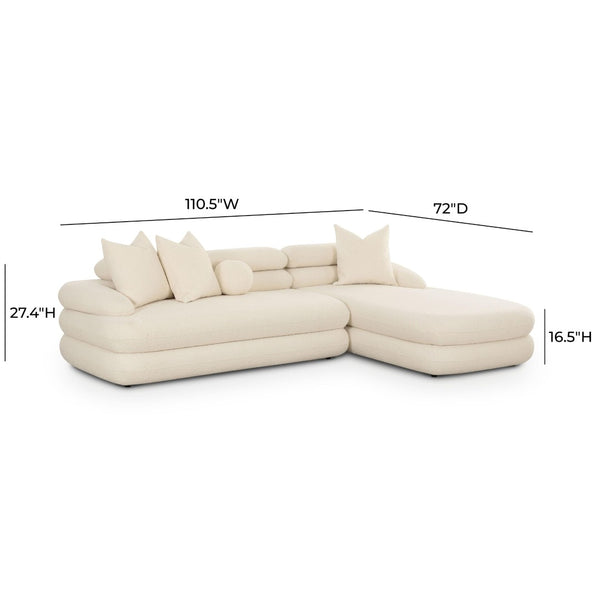 TOV Furniture Lulu Cream Boucle L-Shaped Sectional - Modern Handmade Comfort for Stylish Living Room Spaces RAF TOV-L69117-SEC-RAF