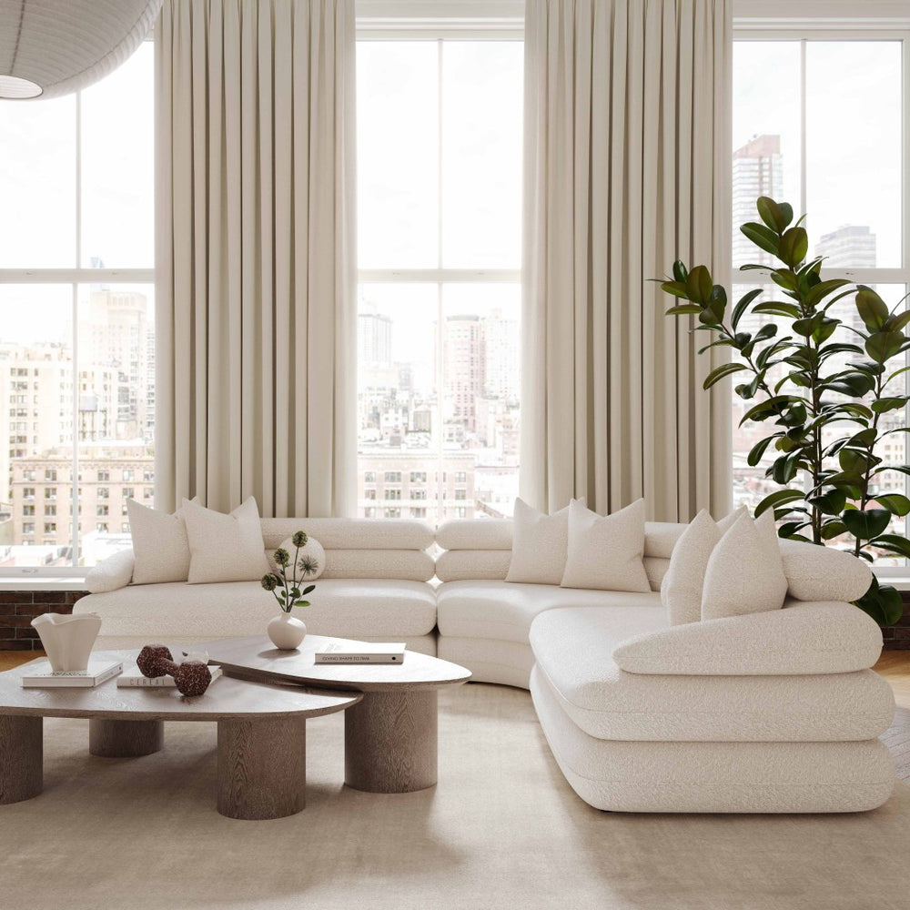 TOV Furniture Lulu Cream Boucle Modular Curved L-Sectional - Stylish 3-Piece Design with Channel-Tufted Comfort TOV-L69117-SEC1