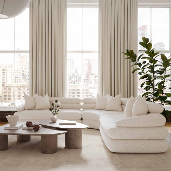 TOV Furniture Lulu Cream Boucle Modular Curved L-Sectional - Stylish 3-Piece Design with Channel-Tufted Comfort TOV-L69117-SEC1