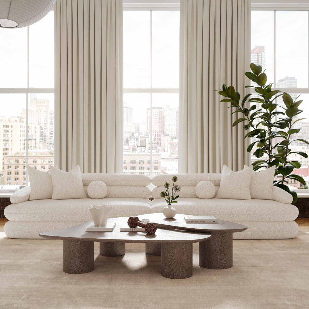 TOV Furniture Lulu 141" Cream Boucle Sofa - Chic Modular Design with Plush Upholstery & Elegant Channeling Details TOV-L69117-SO