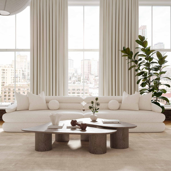 TOV Furniture Lulu 141" Cream Boucle Sofa - Chic Modular Design with Plush Upholstery & Elegant Channeling Details TOV-L69117-SO