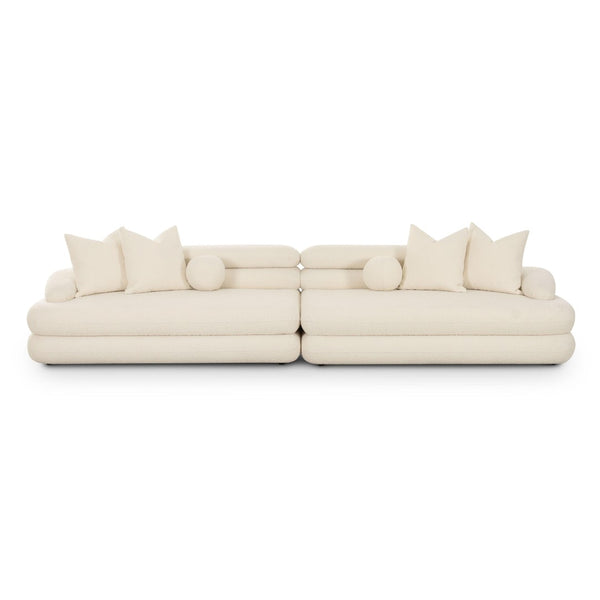 TOV Furniture Lulu 141" Cream Boucle Sofa - Chic Modular Design with Plush Upholstery & Elegant Channeling Details TOV-L69117-SO