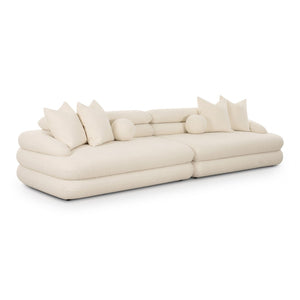 TOV Furniture Lulu 141" Cream Boucle Sofa - Chic Modular Design with Plush Upholstery & Elegant Channeling Details TOV-L69117-SO