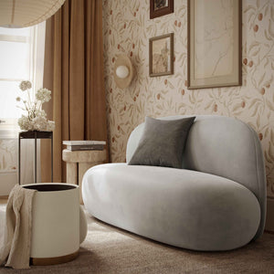 TOV Furniture Carraway 60" Upcycled Chenille Loveseat - Eco-Friendly Comfort with Organic Design for Any Space Light Grey TOV-L69126