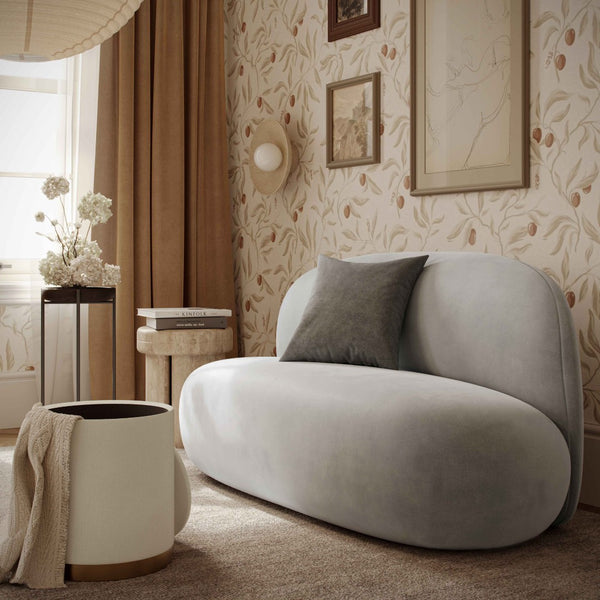 TOV Furniture Carraway 60" Upcycled Chenille Loveseat - Eco-Friendly Comfort with Organic Design for Any Space Light Grey TOV-L69126