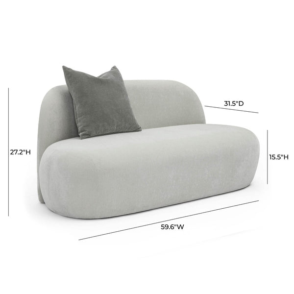 TOV Furniture Carraway 60" Upcycled Chenille Loveseat - Eco-Friendly Comfort with Organic Design for Any Space Light Grey TOV-L69126