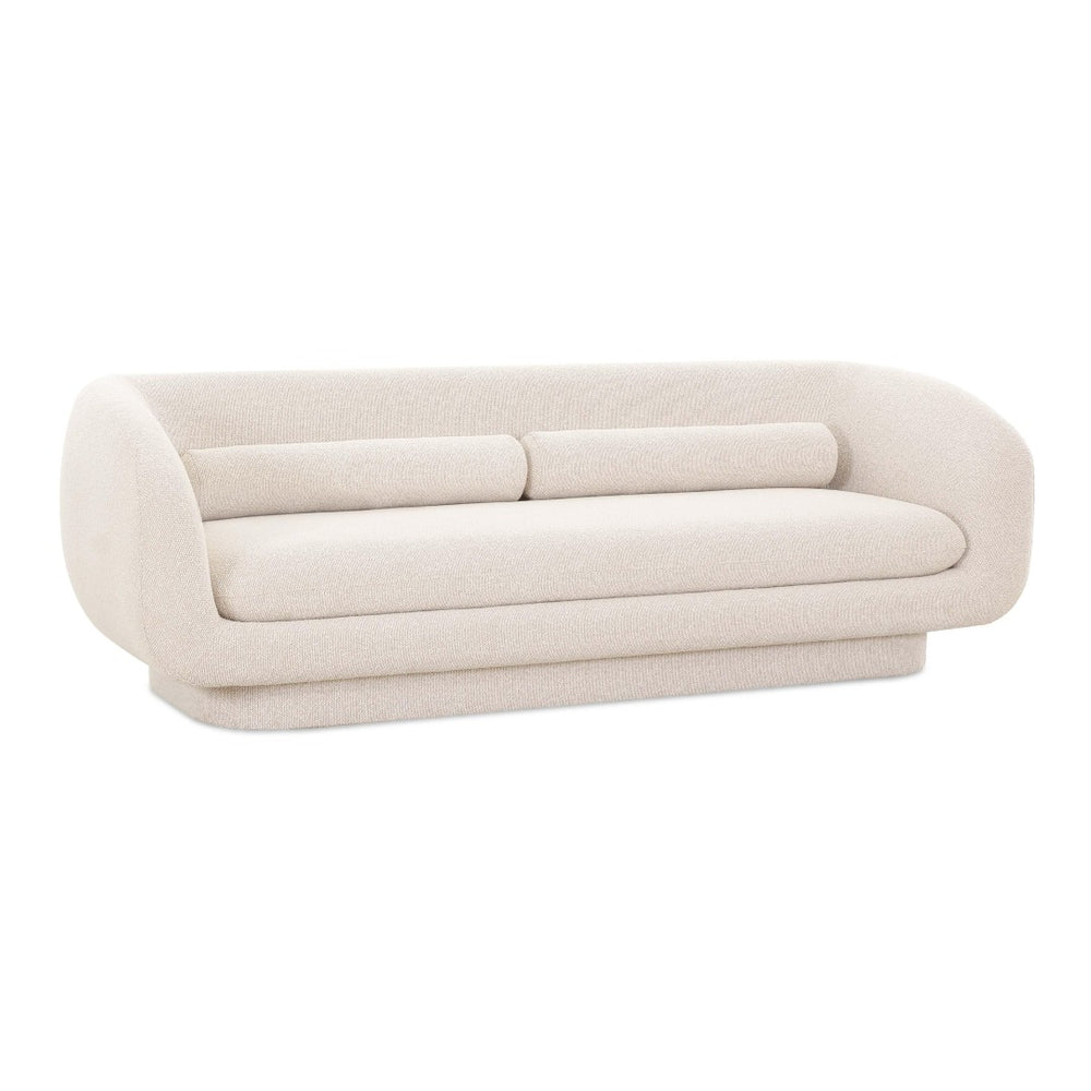 TOV Furniture Simone 96" Cream Boucle Sofa - Modern Elegance with Cozy Bolster Pillows for Stylish Living Spaces TOV-L69137