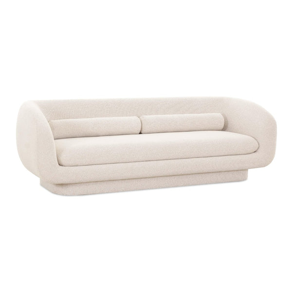 TOV Furniture Simone 96" Cream Boucle Sofa - Modern Elegance with Cozy Bolster Pillows for Stylish Living Spaces TOV-L69137
