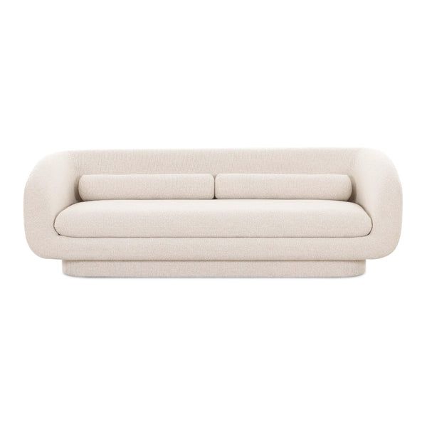 TOV Furniture Simone 96" Cream Boucle Sofa - Modern Elegance with Cozy Bolster Pillows for Stylish Living Spaces TOV-L69137