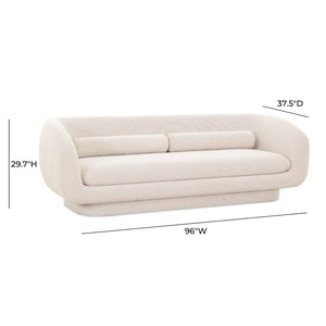 TOV Furniture Simone 96" Cream Boucle Sofa - Modern Elegance with Cozy Bolster Pillows for Stylish Living Spaces TOV-L69137