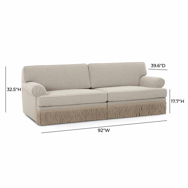 Tov Furniture Yvette Modular Sofa In Warm Grey Boucle With Elegant Tassel Fringe - Timeless Living Room Centerpiece Grey Boucle,Plywood Tov-l69138