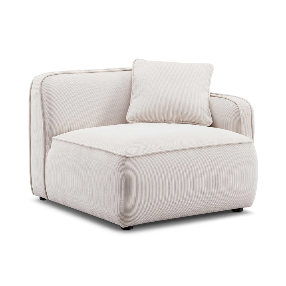 TOV Furniture Travie Performance Corduroy Velvet Corner Chair - Stylish Modular Accent for Comfort & Durability White Sand TOV-L69168