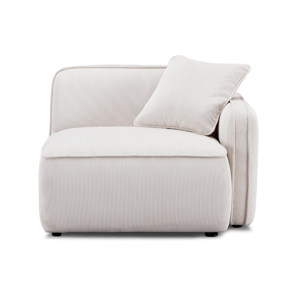 TOV Furniture Travie Performance Corduroy Velvet Corner Chair - Stylish Modular Accent for Comfort & Durability White Sand TOV-L69168